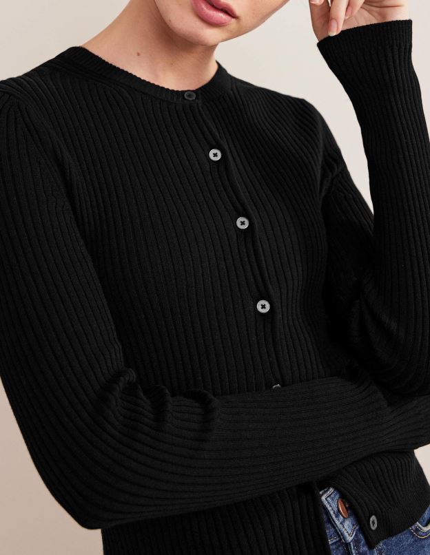 femmes Boden noir cardigan à détails côtelés vêtements Z42D01037