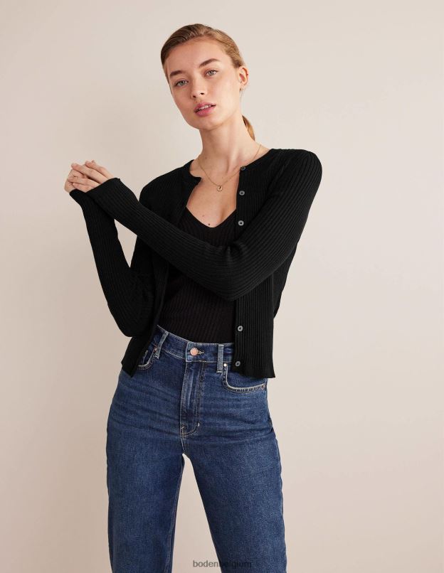 femmes Boden noir cardigan à détails côtelés vêtements Z42D01037