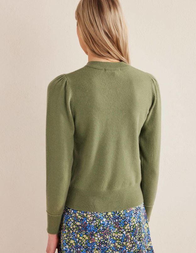 femmes Boden pierre verte pull en cachemire à épaules bouffantes vêtements Z42D01699