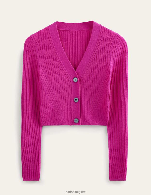 femmes Boden rose violette cardigan côtelé court en mérinos vêtements Z42D02133