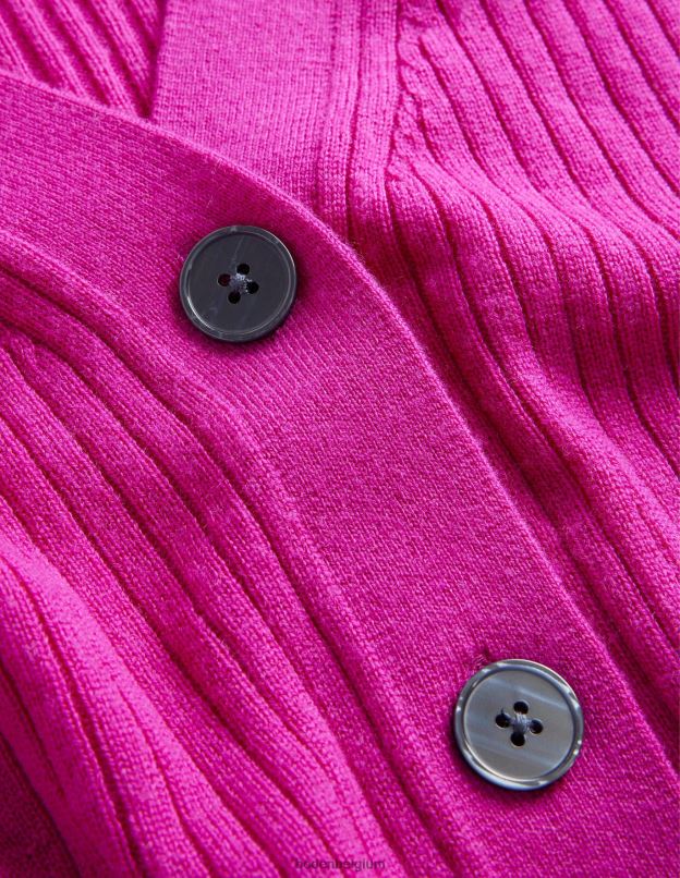 femmes Boden rose violette cardigan côtelé court en mérinos vêtements Z42D02133