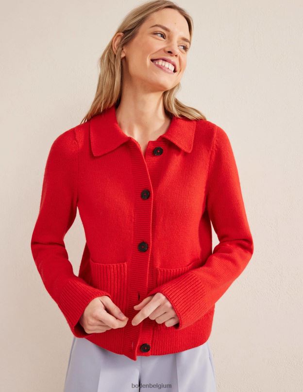 femmes Boden rouge à haut risque cardigan à col vêtements Z42D02214