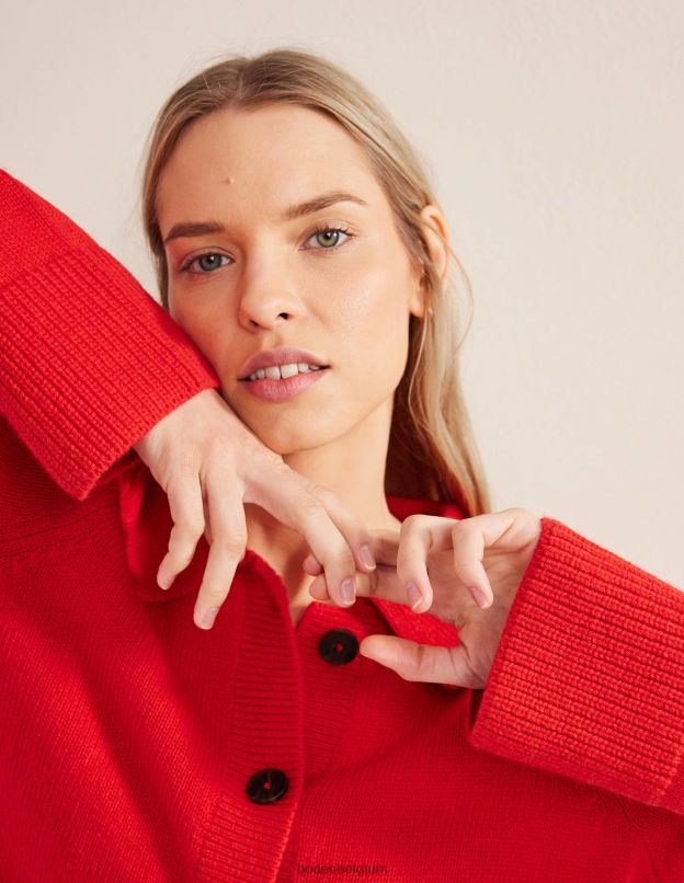 femmes Boden rouge à haut risque cardigan à col vêtements Z42D02214