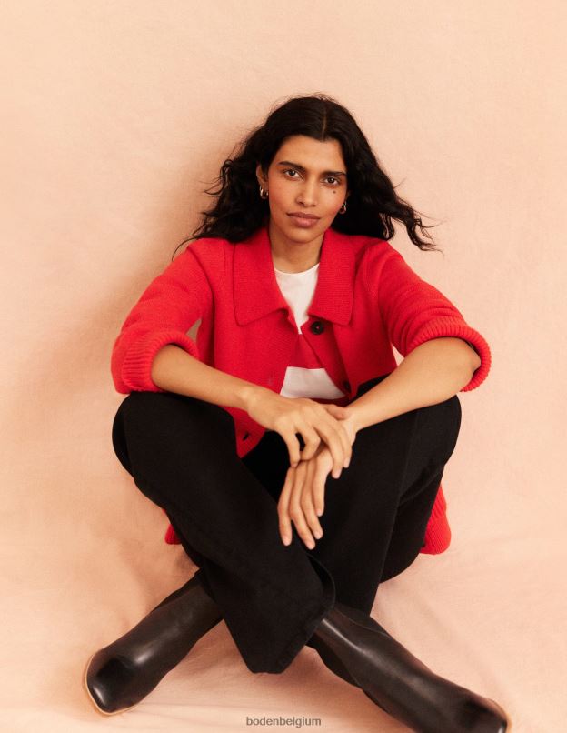 femmes Boden rouge à haut risque cardigan à col vêtements Z42D02214