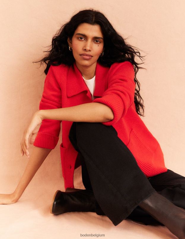 femmes Boden rouge à haut risque cardigan à col vêtements Z42D02214