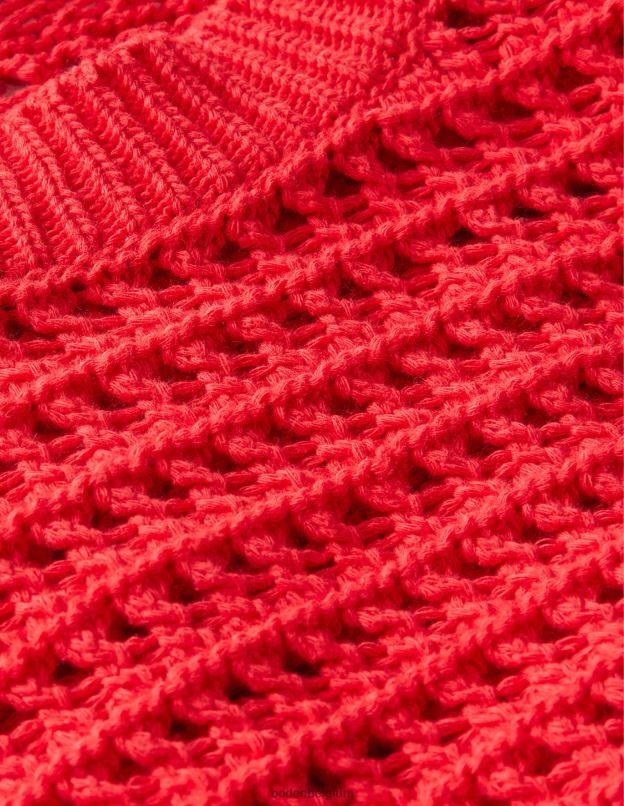 femmes Boden rouge à haut risque pull court en crochet vêtements Z42D01589