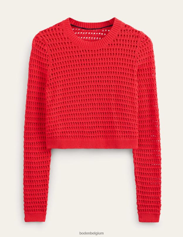 femmes Boden rouge à haut risque pull court en crochet vêtements Z42D01589
