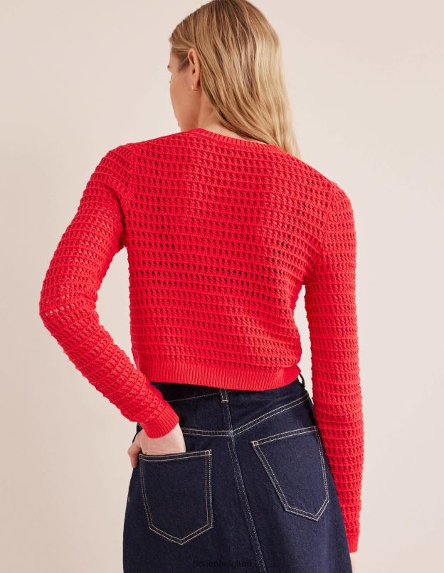 femmes Boden rouge à haut risque pull court en crochet vêtements Z42D01589