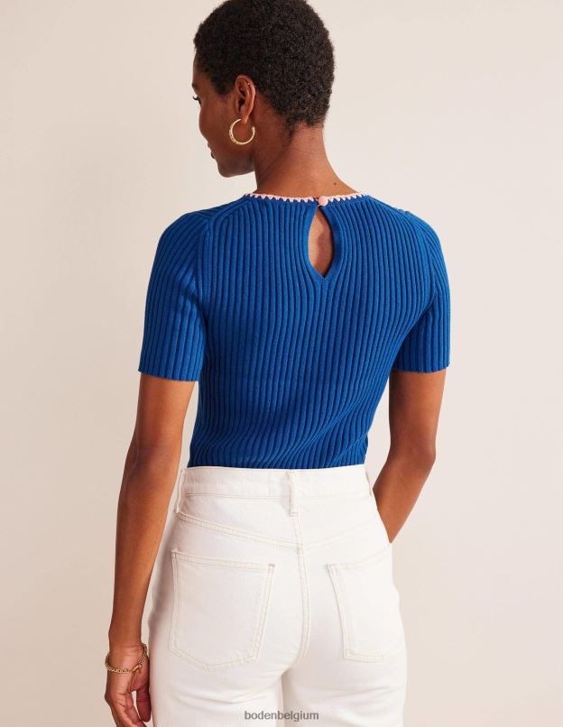 femmes Boden saphir t-shirt en maille à finitions en crochet vêtements Z42D0622
