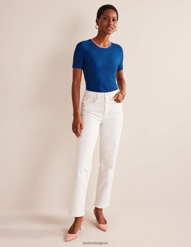 femmes Boden saphir t-shirt en maille à finitions en crochet vêtements Z42D0622