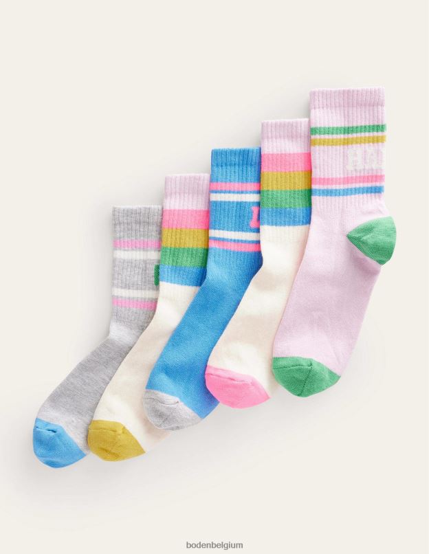filles Boden slogan multiple boîte à chaussettes, paquet de 5 accessoire Z42D02767