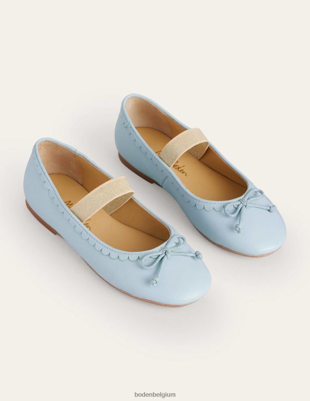 filles Boden bleu provençal ballerine en cuir chaussure Z42D02674
