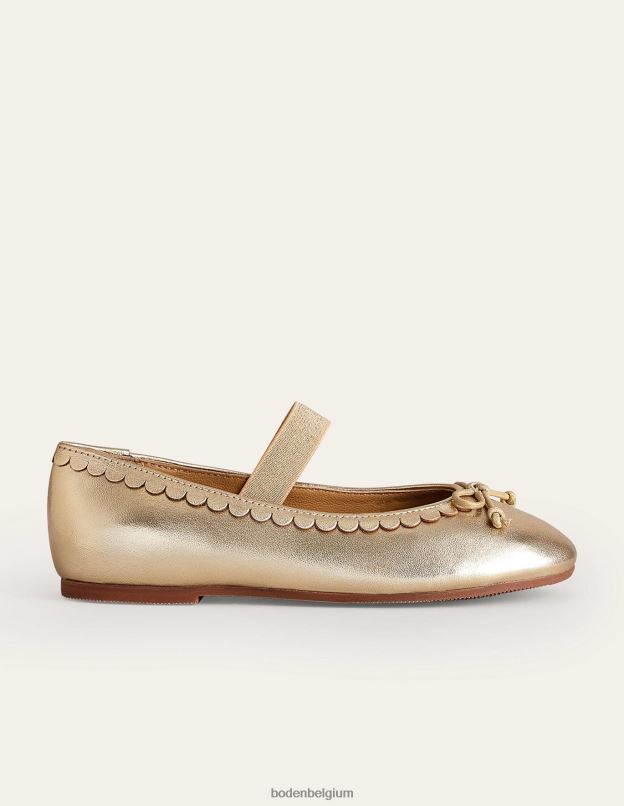 filles Boden or métallisé ballerine en cuir chaussure Z42D0814