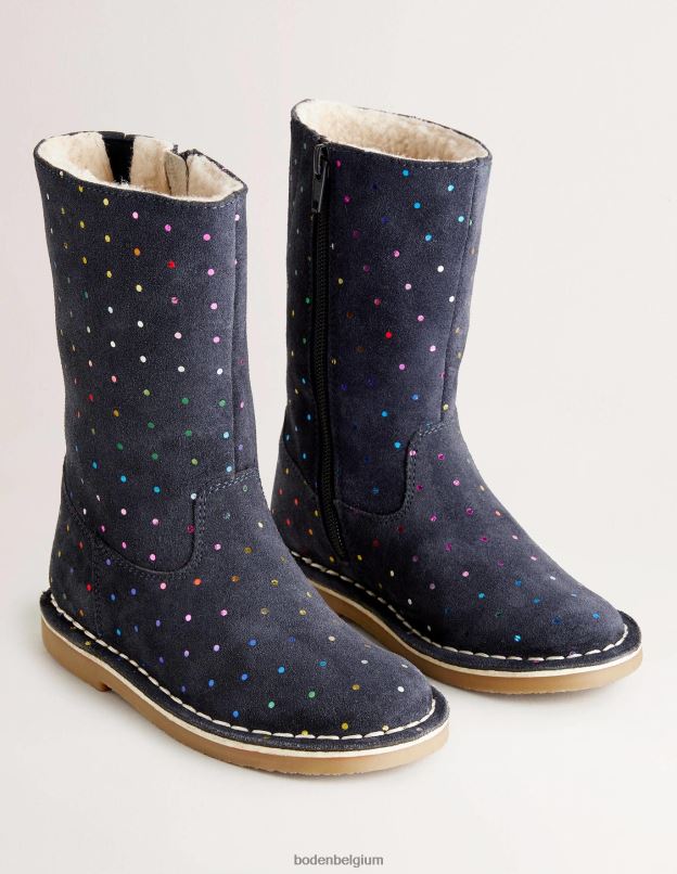 filles Boden multi spot marine universitaire bottes hautes en daim à pois chaussure Z42D02723