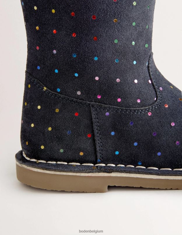 filles Boden multi spot marine universitaire bottes hautes en daim à pois chaussure Z42D02723