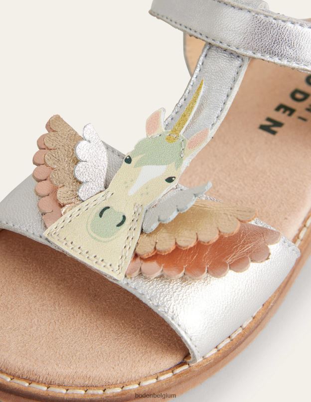 filles Boden Pégase argenté sandales en cuir amusantes chaussure Z42D02680