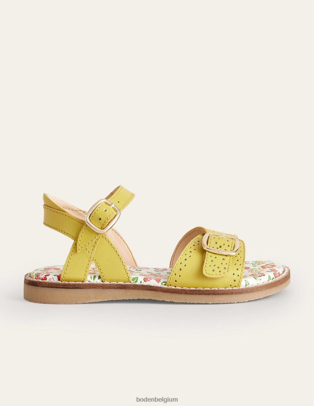 filles Boden jaune sandales à boucle en cuir chaussure Z42D02713