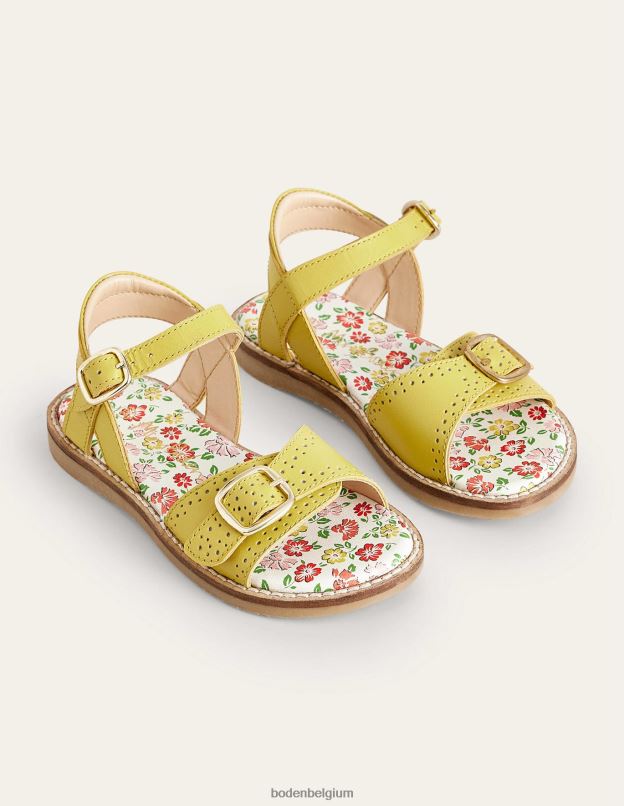 filles Boden jaune sandales à boucle en cuir chaussure Z42D02713