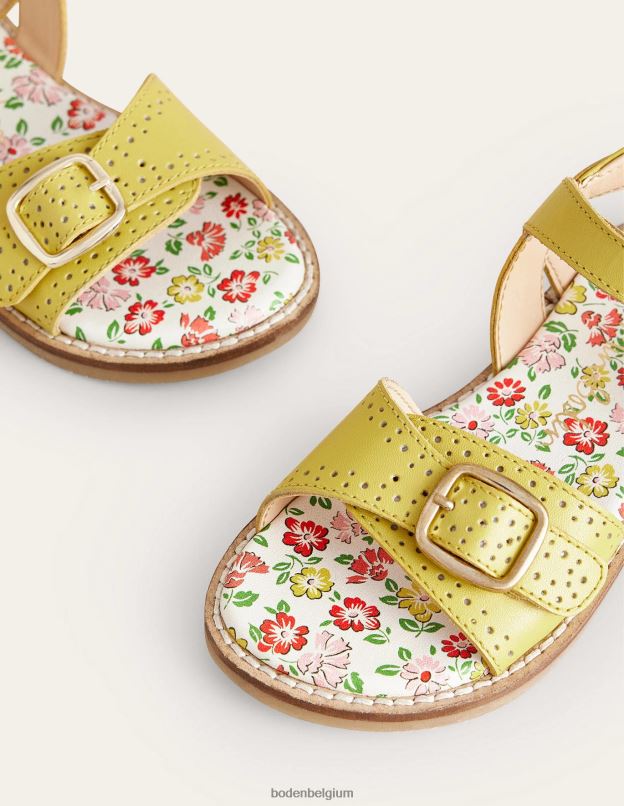filles Boden jaune sandales à boucle en cuir chaussure Z42D02713