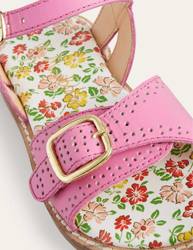 filles Boden rose sandales à boucle en cuir chaussure Z42D02773