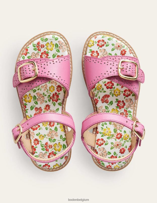 filles Boden rose sandales à boucle en cuir chaussure Z42D02773