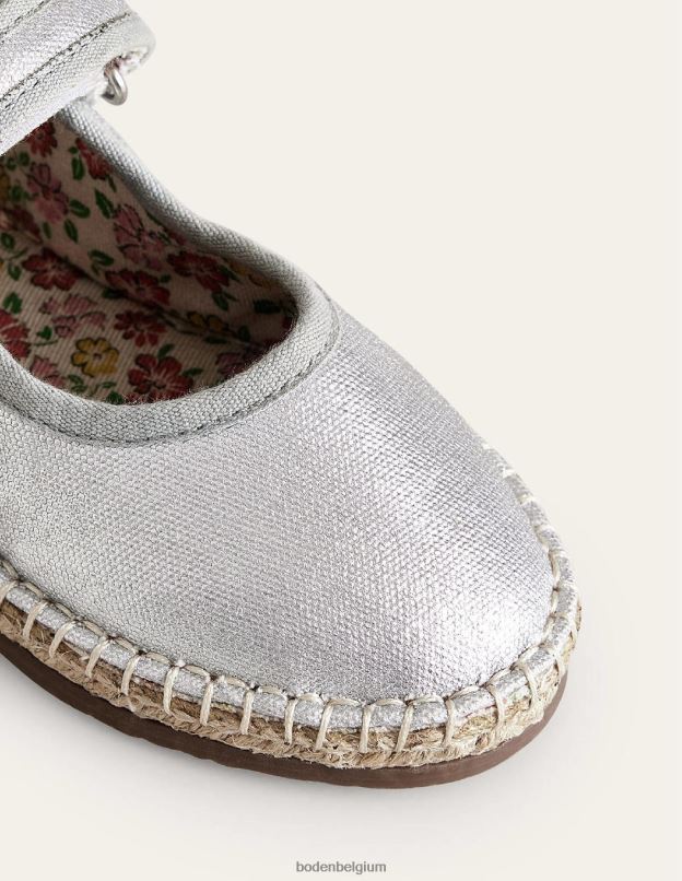filles Boden argent métallique espadrilles à bordure en toile chaussure Z42D0826