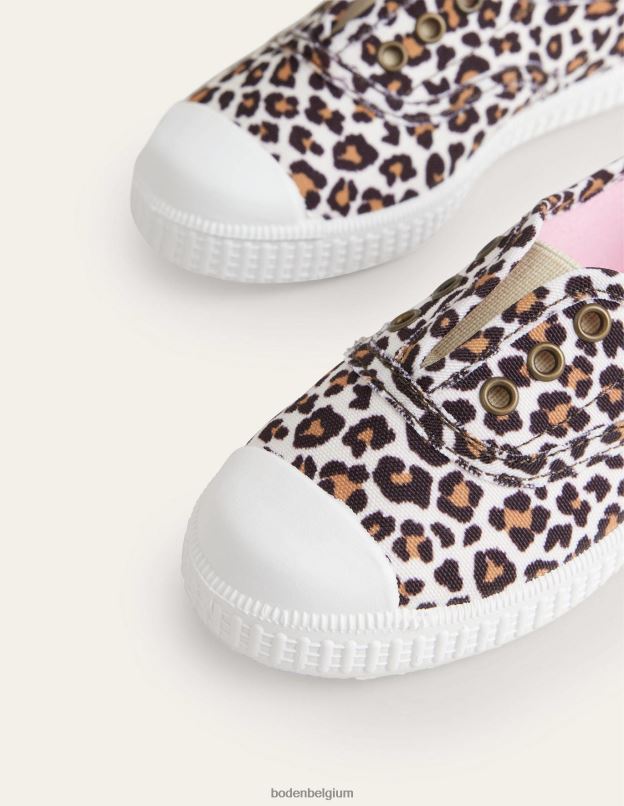 filles Boden léopard pulls en toile sans lacets chaussure Z42D02735