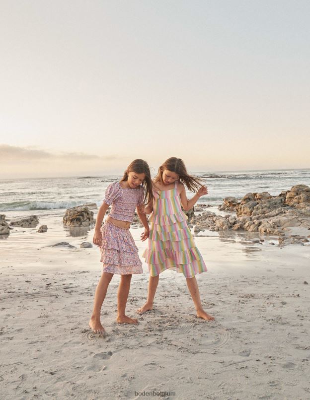 filles Boden cachemire lupin et pêche blouse froncée d'ensemble vêtements Z42D02884