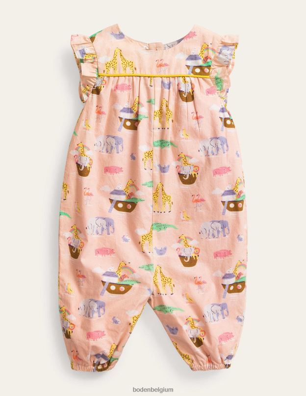 filles Boden animaux roses poussiéreux de provence barboteuse imprimée à volants vêtements Z42D03124