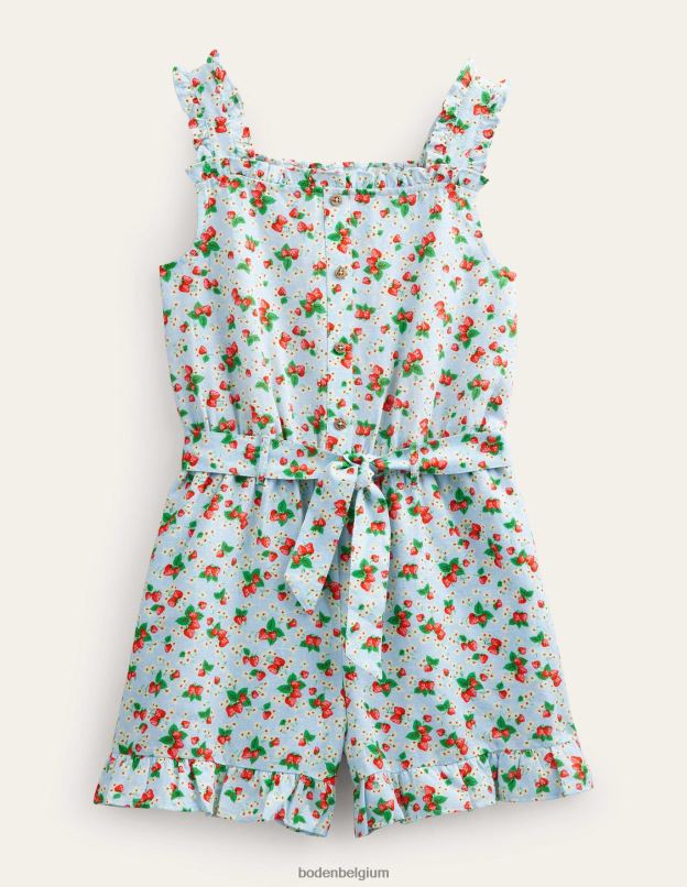 filles Boden petite fraise de surf combishort à volants en lin et coton vêtements Z42D03234