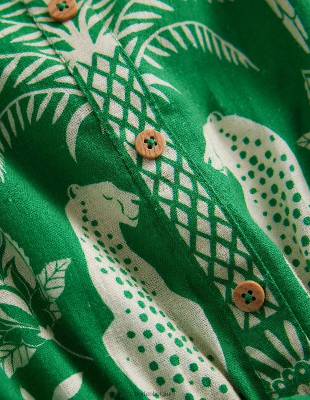 filles Boden riche goa émeraude combishort à volants en lin et coton vêtements Z42D02754