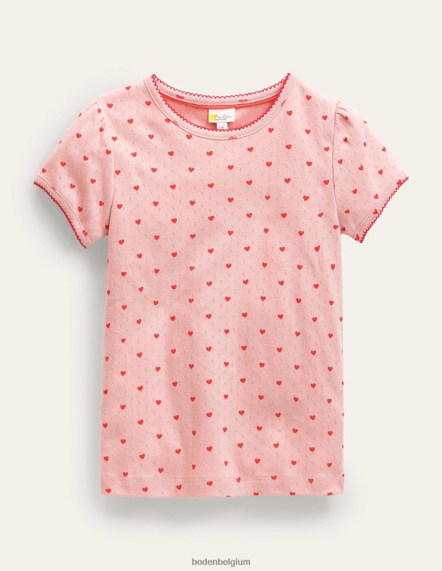 filles Boden Boto petits coeurs roses haut à manches courtes en pointelle vêtements Z42D0759
