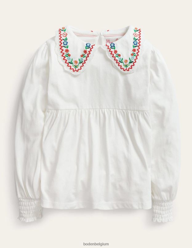 filles Boden Ivoire haut en jersey à col vêtements Z42D03276