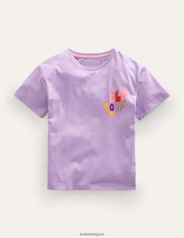 filles Boden amour de soi lavande brumeuse t-shirt à slogan imprimé vêtements Z42D02947