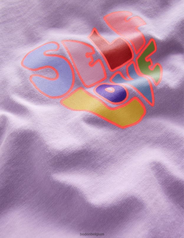 filles Boden amour de soi lavande brumeuse t-shirt à slogan imprimé vêtements Z42D02947