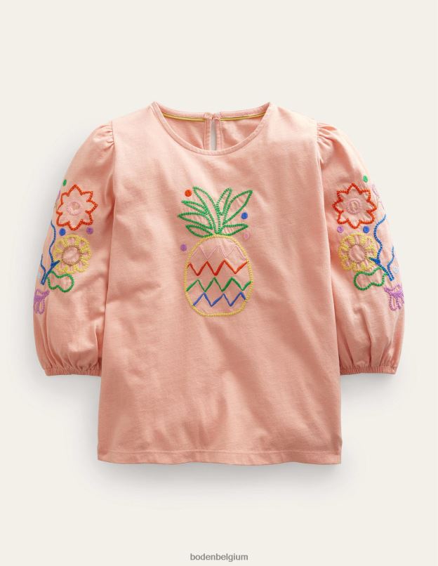filles Boden ananas rose poussiéreux haut à logo brodé vêtements Z42D03041