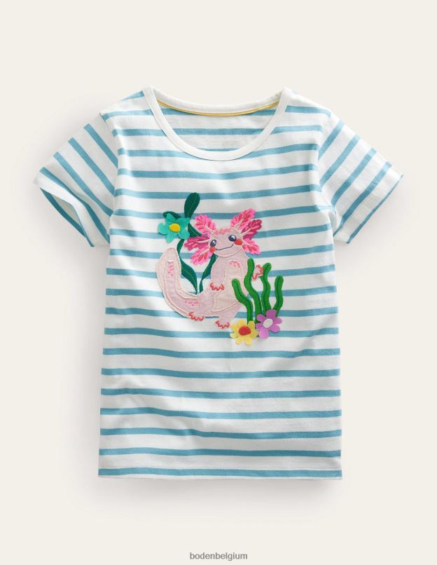 filles Boden aqua mer/ivoire t-shirt à appliqué vêtements Z42D03034