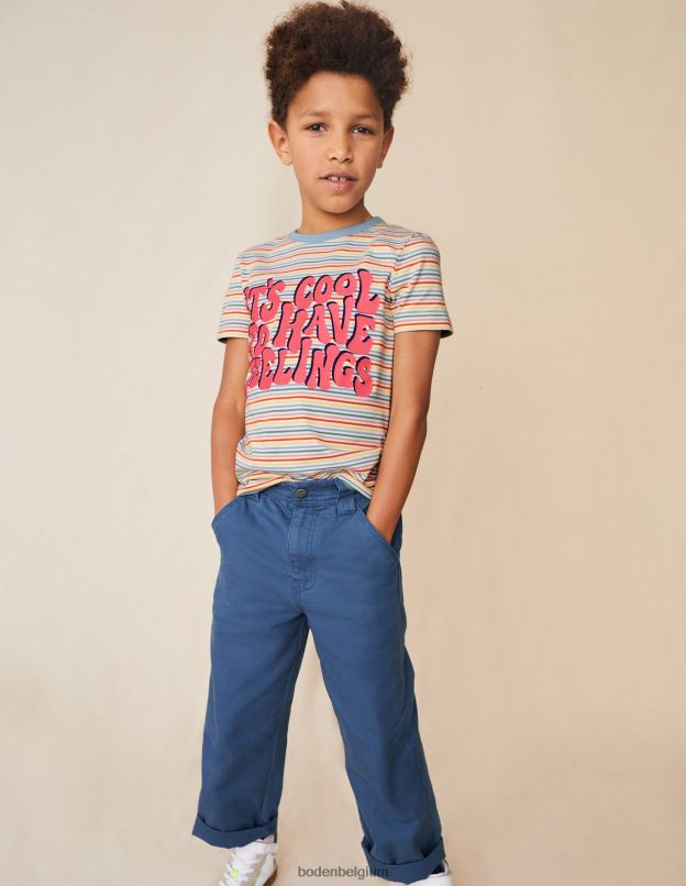 filles Boden arc-en-ciel multiple t-shirt à inscription rayée vêtements Z42D03061