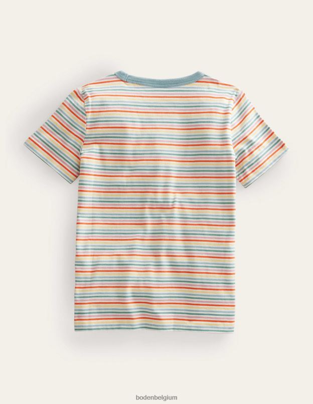 filles Boden arc-en-ciel multiple t-shirt à inscription rayée vêtements Z42D03061