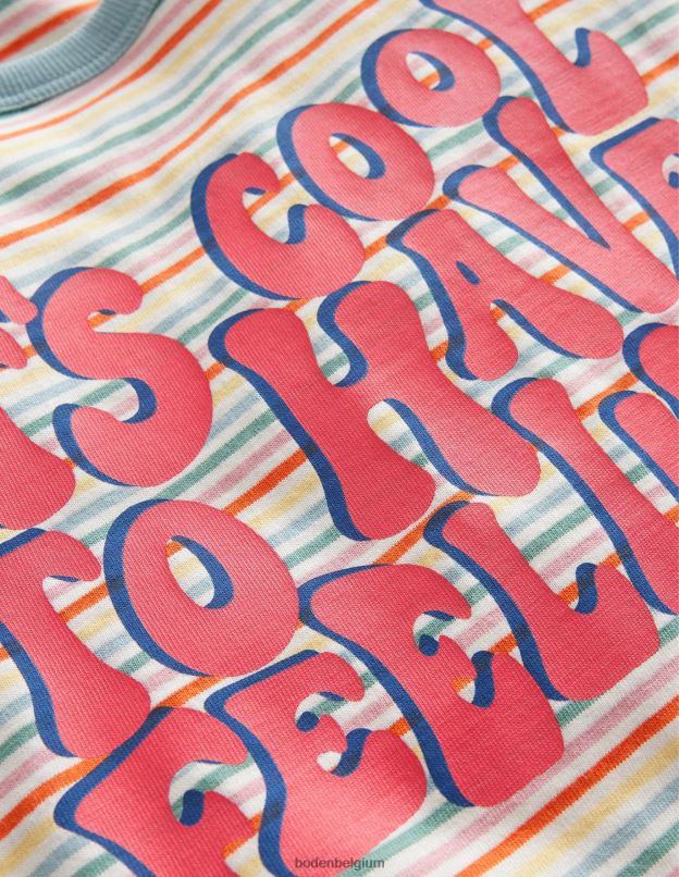 filles Boden arc-en-ciel multiple t-shirt à inscription rayée vêtements Z42D03061