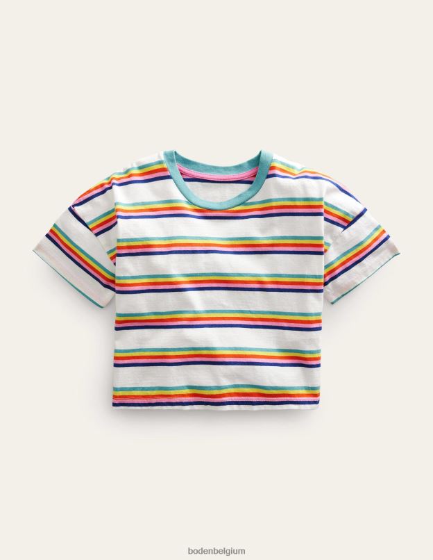 filles Boden bande espacée arc-en-ciel t-shirt court décontracté vêtements Z42D02878