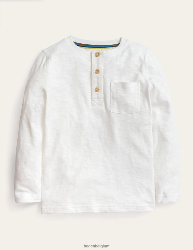 filles Boden blanc t-shirt henley à manches longues vêtements Z42D03175