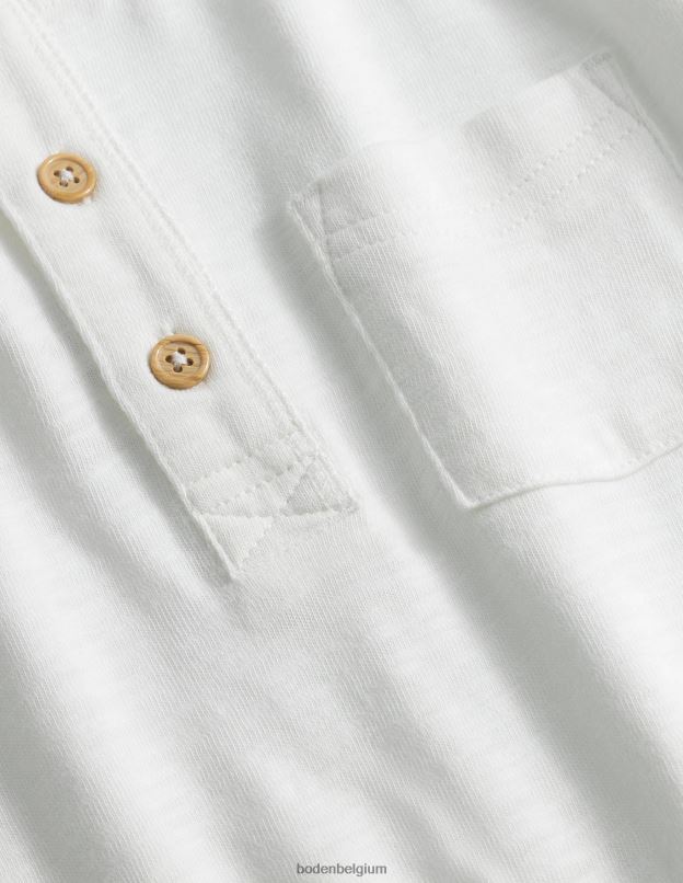 filles Boden blanc t-shirt henley à manches longues vêtements Z42D03175