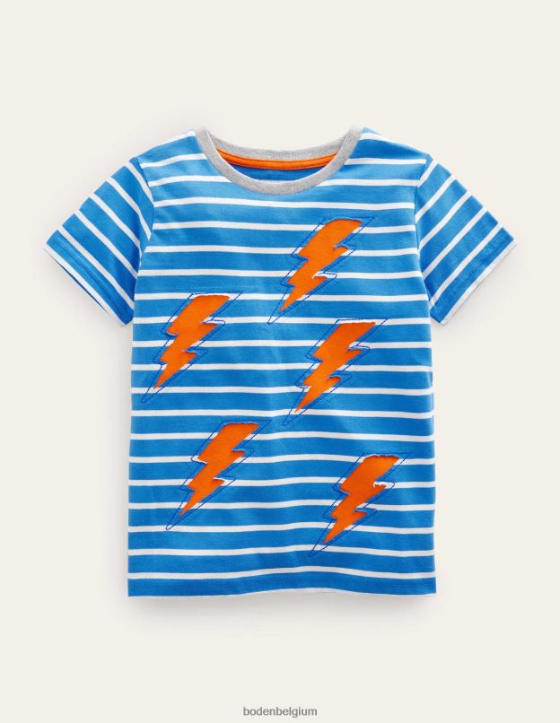 filles Boden bleu cabana/ivoire éclaircissant t-shirt à appliqué inversé vêtements Z42D03201