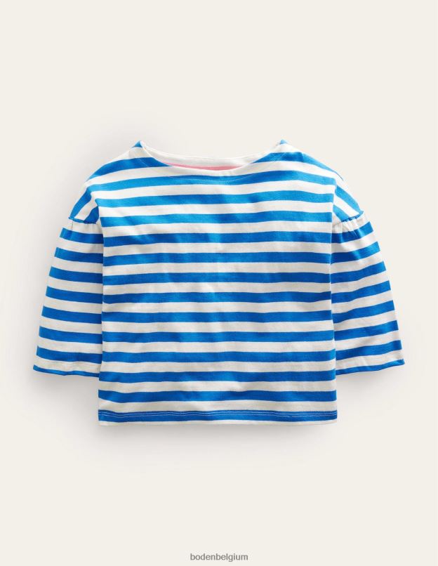 filles Boden bleu cabana/ivoire t-shirt à col bateau vêtements Z42D02967