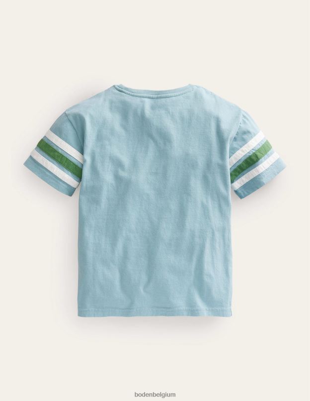 filles Boden bleu tourmaline t-shirt à rayures contrastées vêtements Z42D03049