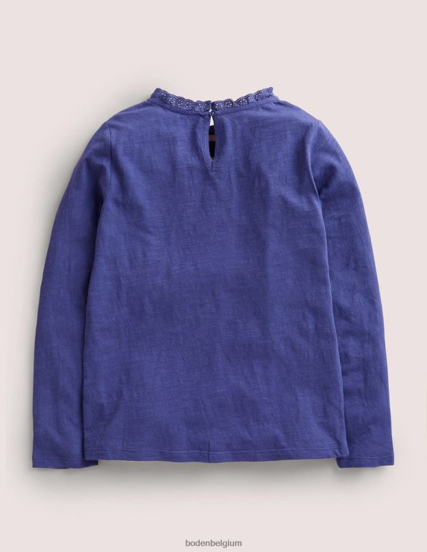 filles Boden bleu tribord souple haut à manches longues et poche cœur vêtements Z42D02857