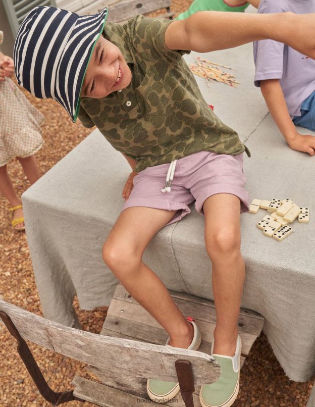 filles Boden camouflage vert polo en jersey flammé à motif vêtements Z42D03058