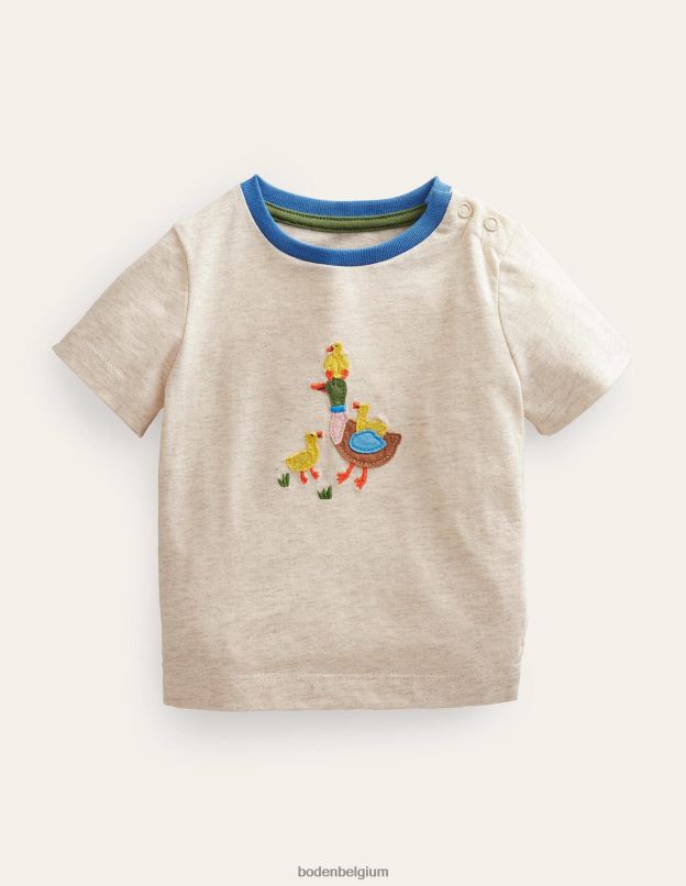 filles Boden canards ivoire t-shirt à appliqué vêtements Z42D03104