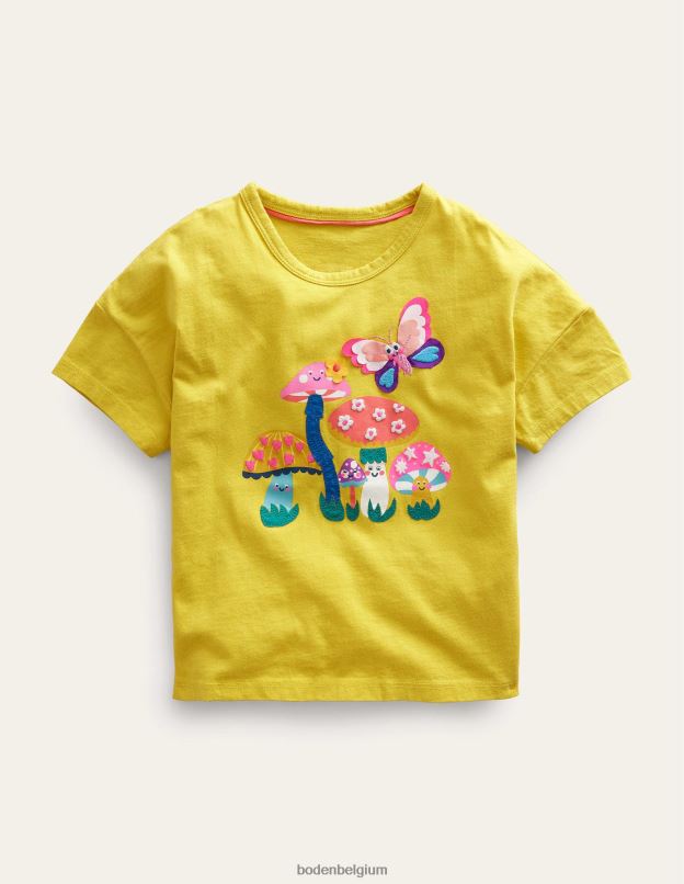 filles Boden champignons jaunes t-shirt imprimé vêtements Z42D03008